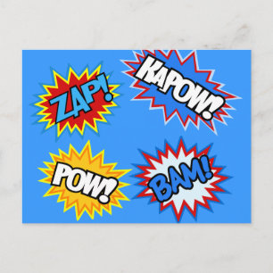 Tecknad Bok Pow! Burst Vykort