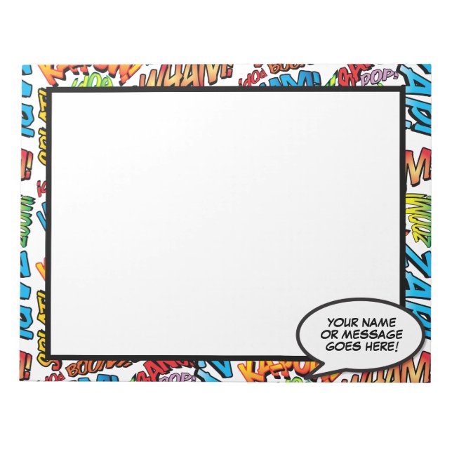 Tecknad Bok Roligt Tal Bubble Namn-meddelande Anteckningsblock (Framsida)