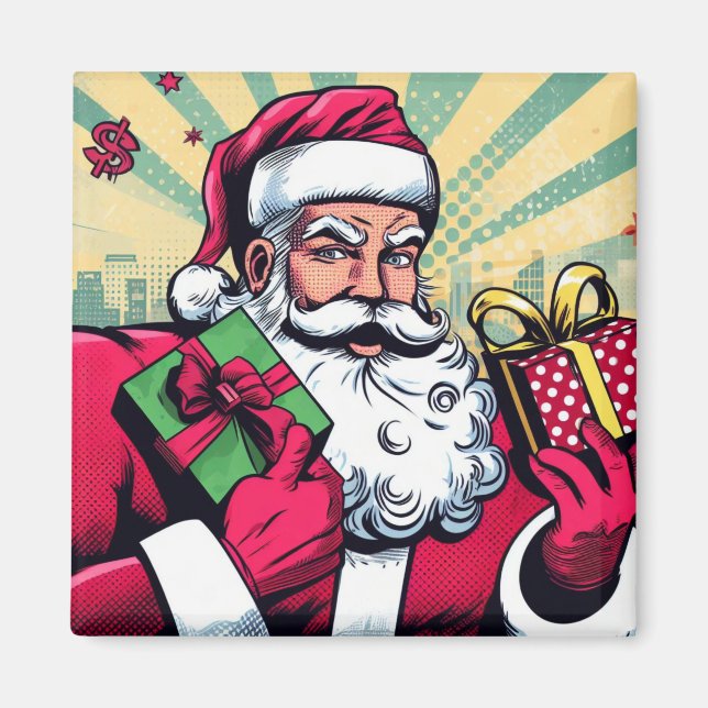 Tecknad bok Santa/Jul Magnet (Framsidan)