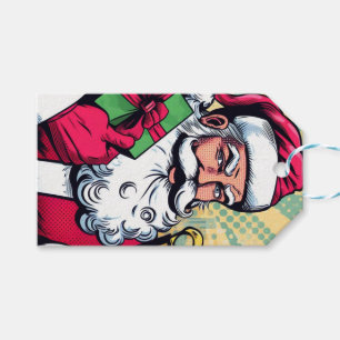 Tecknad bok Santa/Jul Presentetikett