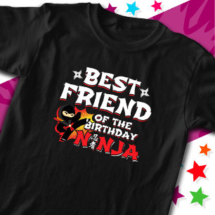 Tecknad Bok Stil, födelsedagens bästa vän Ninja T Shirt