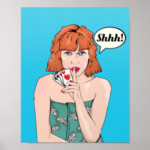 Tecknad bok stil poker ess poster