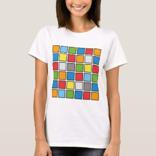 Tecknad Bok Stil Squares T-Shirt