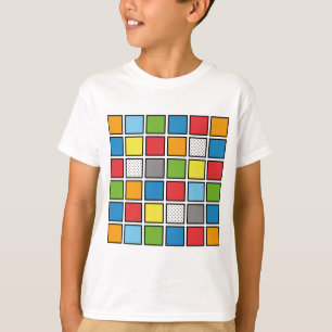Tecknad Bok Stil Squares T-Shirt