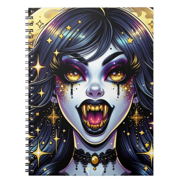 Tecknad Bok Stil Vampire Halloween fest Anteckningsbok (Framsidan)