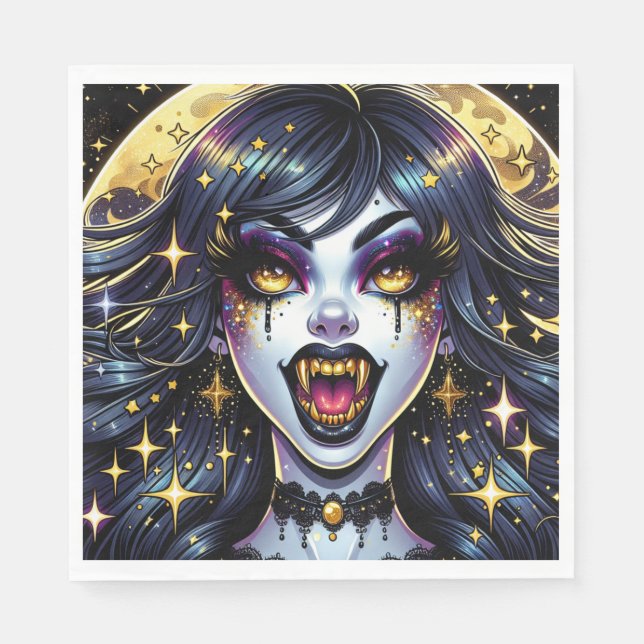 Tecknad Bok Stil Vampire Halloween fest Pappersservett (Framsidan)