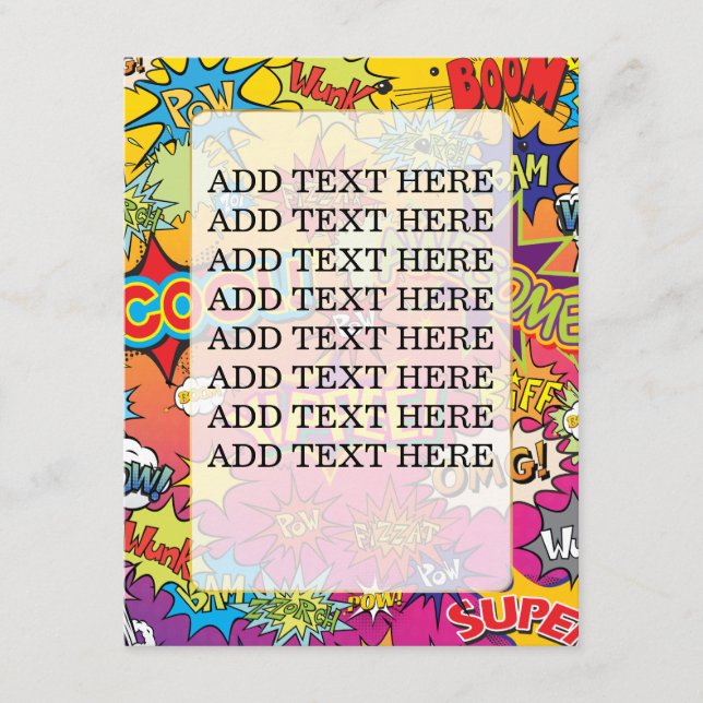 TECKNAD BOK SUPERHERO BRÖLLOP TILLÄGGSKORT (Framsida)