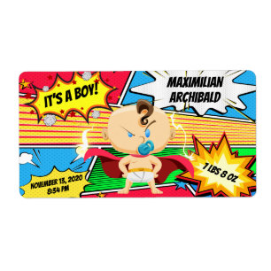 Tecknad Bok Superhjälte Birth-annonsen Fraktsedel