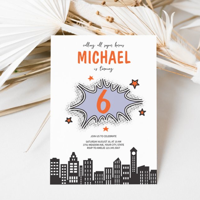 Tecknad Bok Superhjälte i alla åldrar Inbjudningar (Skapare uppladdad)