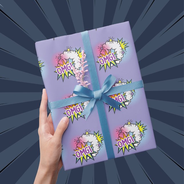 Tecknad bok tema OMG lustigt Presentpapper (Skapare uppladdad)