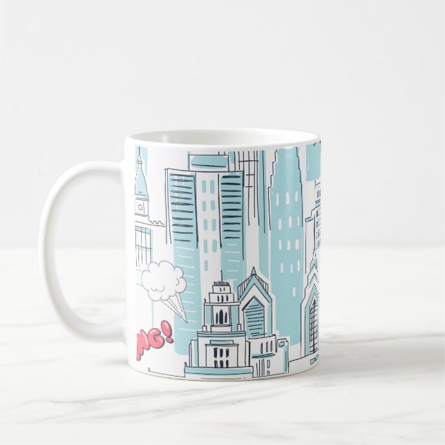 Tecknad bok: vintage mönster kaffemugg (Vänster)