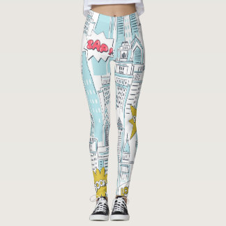 Tecknad bok: vintage mönster leggings