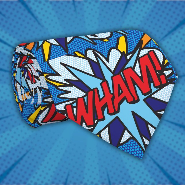 Tecknad Bok WHAM PESP Art Superhjälte Slips (Comic Book WHAM Pop Art Superhero Tie)