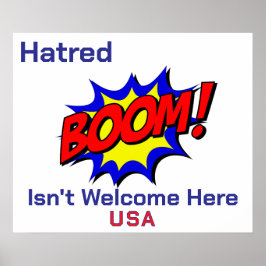 Tecknad Boom! Hatred är inte välkommen Poster
