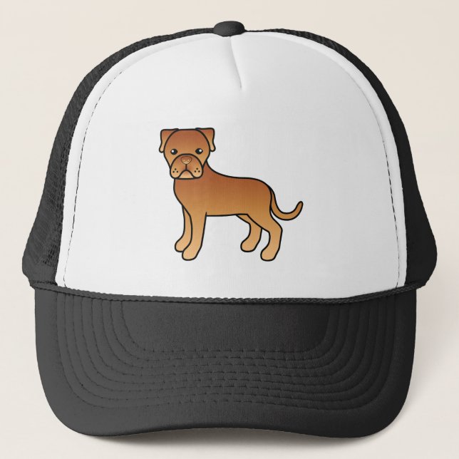 Tecknad Bordeaux Mastiff Hund Truckerkeps (Framsida)