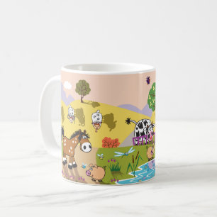 tecknad boskap. Barnens illustration Kaffemugg