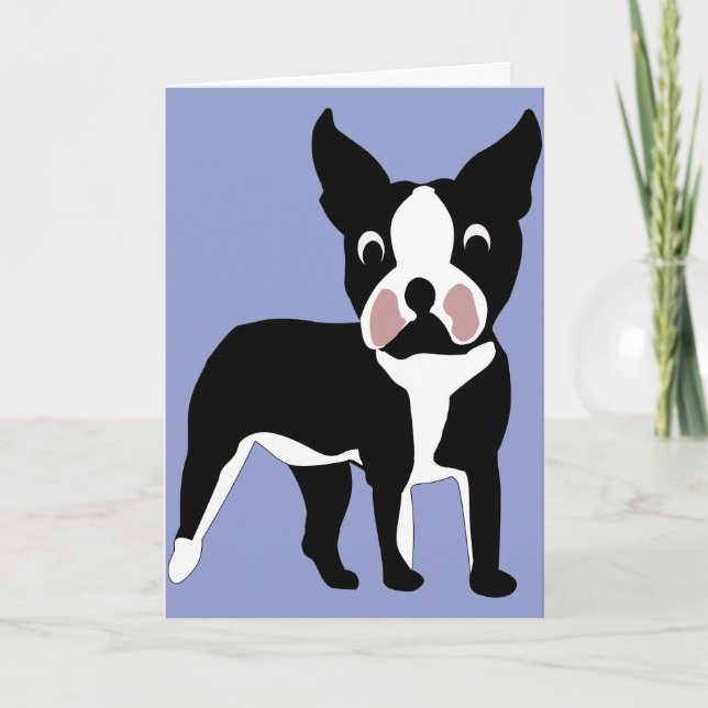Tecknad Boston Terrier Card Tack Kort (Framsida)