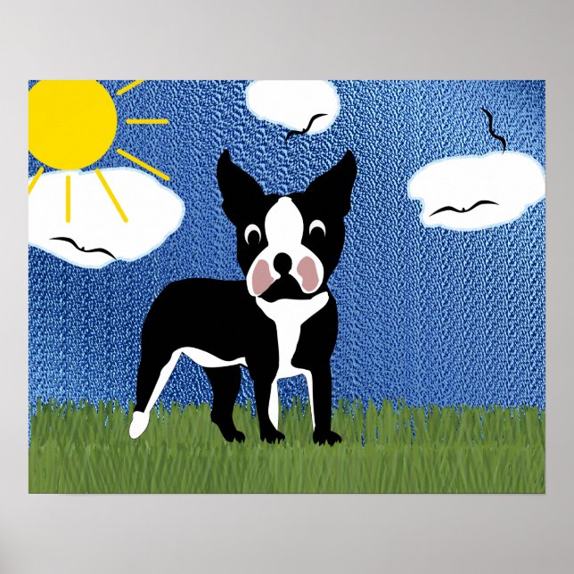 Tecknad Boston Terrier Poster (Framsidan)