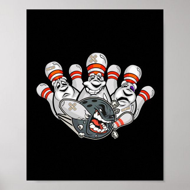 Tecknad Bowlareare Skrämt Bowling Stift Funny Spor Poster (Framsidan)