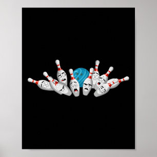 Tecknad Bowling Skrämt Bowling Stift Funny Sport B Poster
