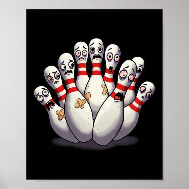 Tecknad Bowling Skrämt Bowling Stift Funny Sport B Poster (Framsidan)
