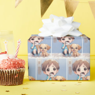 Tecknad Boy Eating a Ice Cream Cone Presentpapper