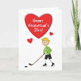 Tecknad Boy Hockey Valentiness Card Helgkort