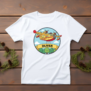 Tecknad brandbekämpande flygplansmärke t shirt