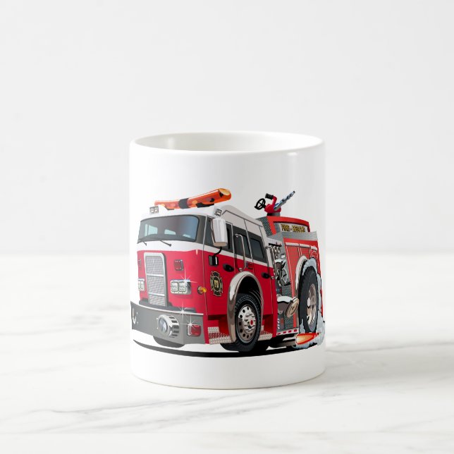 Tecknad-brandbil T-Shirt Kaffemugg (Center)
