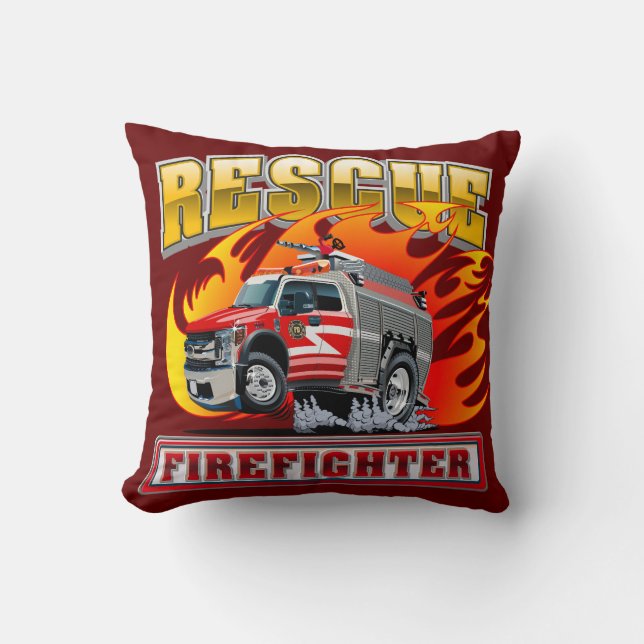 Tecknad brandbil t-shirt kudde (Framsida)