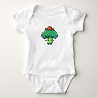 Tecknad broccoli med brun cowboyhatt t shirt