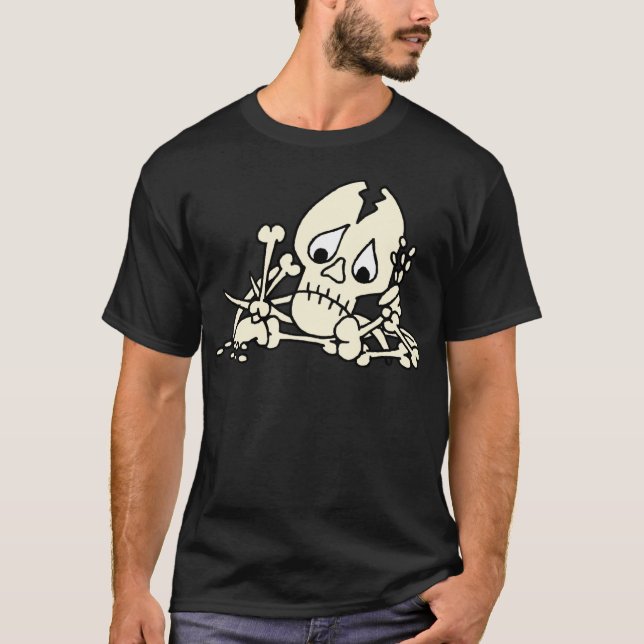 Tecknad Broken Bones Skeleton Tee Shirt (Framsida)