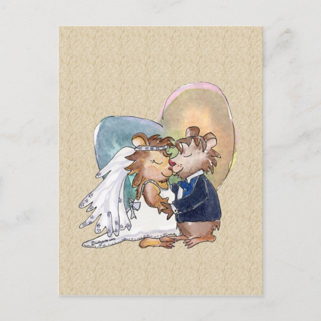 Tecknad Bröllop Dance par Meddelande Vykort (Framsida)