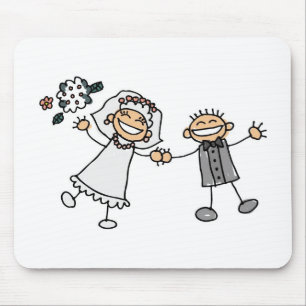 Tecknad Bröllop Lycklig par Bride Groom Musmatta