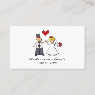 Tecknad Bröllop par Bride & Groom Red Heart Placeringskort