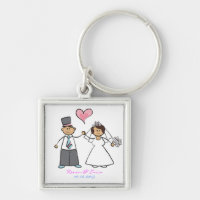 Tecknad Bröllop par Bride & Groom Rosa Heart