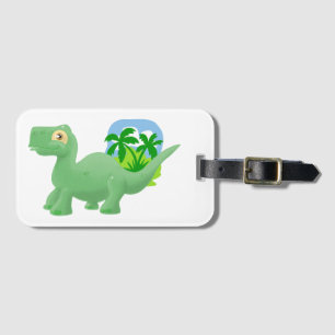 Tecknad Brontosaurus Luggage Tag Bagagebricka