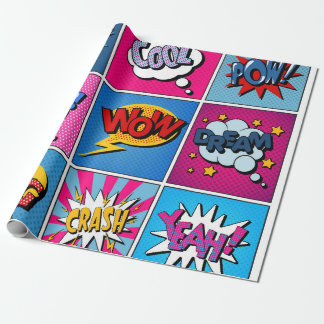 Tecknad Bubbles Set. Uttrycksbom, Coola, Pow, Oop Presentpapper