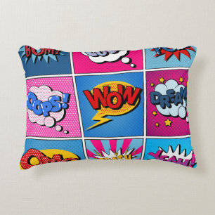 Tecknad Bubbles Set. Uttrycksbom, Coola, Pow, Oop Prydnadskudde