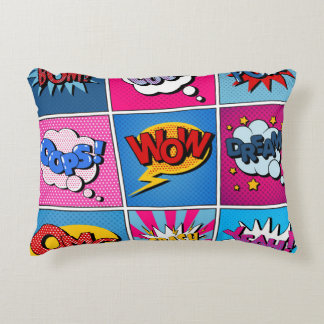 Tecknad Bubbles Set. Uttrycksbom, Coola, Pow, Oop Prydnadskudde