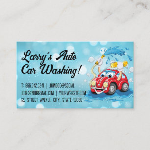 Tecknad Buggy Car Tvättar illustration Visitkort