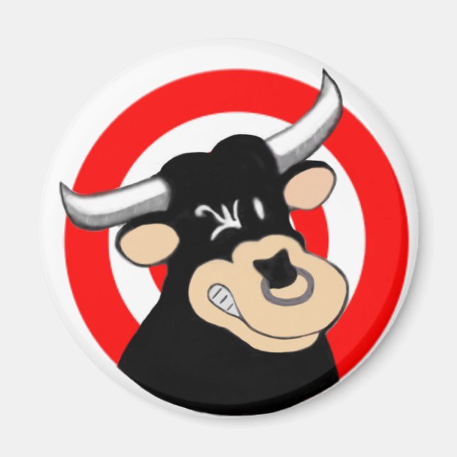 Tecknad Bull BullsEYE Magnet (Framsidan)