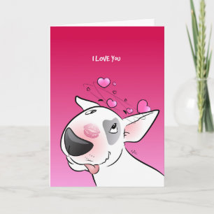 Tecknad Bull Terrier "I kärlek you!" Kort för häls
