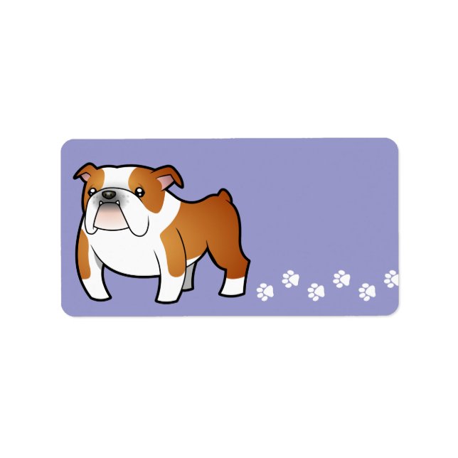 Tecknad Bulldog Adressetikett (Framsidan)