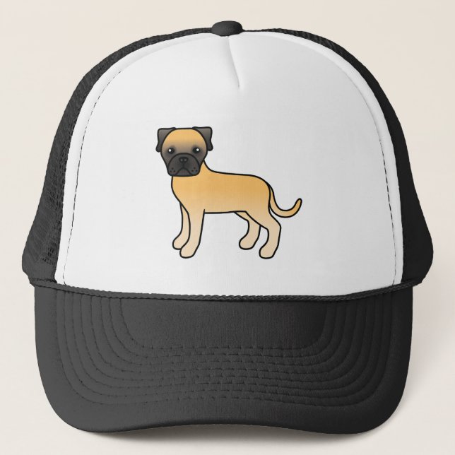 Tecknad Bullmastiff Hund I Fawn Päls Truckerkeps (Framsida)