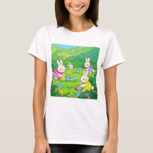 Tecknad Bunnies Påskägg T Shirt