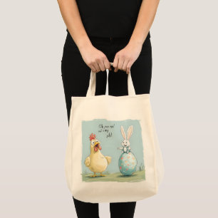 Tecknad Bunny Chick Egg Påsk Roligt Tygkasse