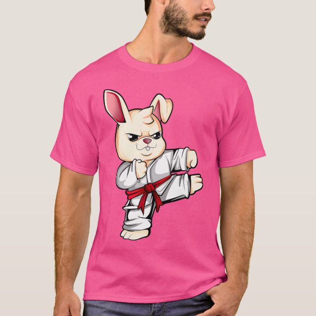 Tecknad Bunny Do Karate T Shirt (Framsida)