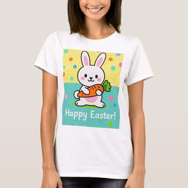 Tecknad bunny med morot polka dots t shirt (Framsida)
