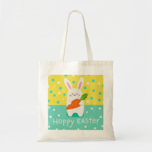 Tecknad bunny med morot, polka dots tygkasse